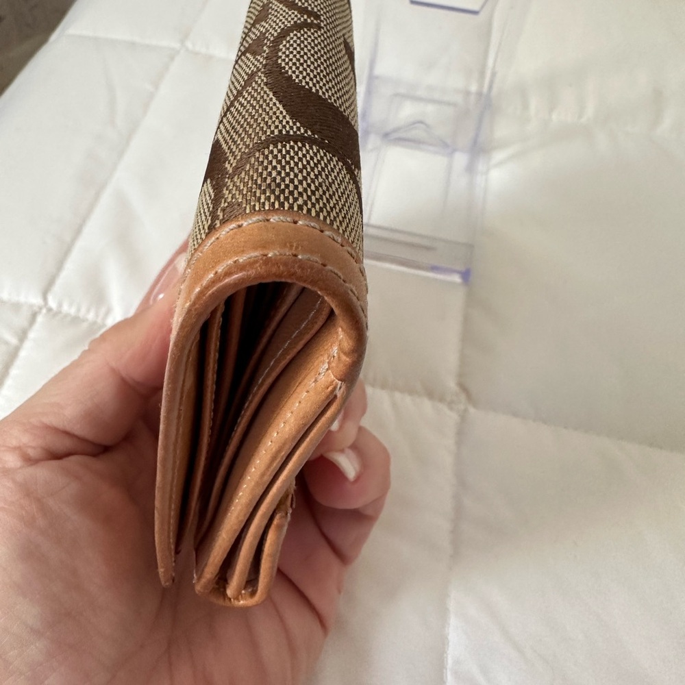 Coach Signature Brown and Tan Wallet - Picture 6 of 16